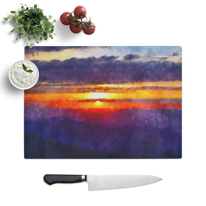 Tempered Glass Cloudy Sunset Chopping Board, 28.5 cm x 39 cm