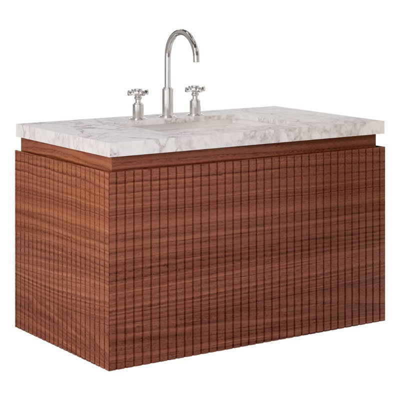 Melrose Single Vanity, Walnut, 36", White