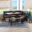 Linon Home Decor Sadie Antique Corner Nook Set With Bench, Wood Plank Look, Space-Saving Design, Left Or Right Hand Configuration