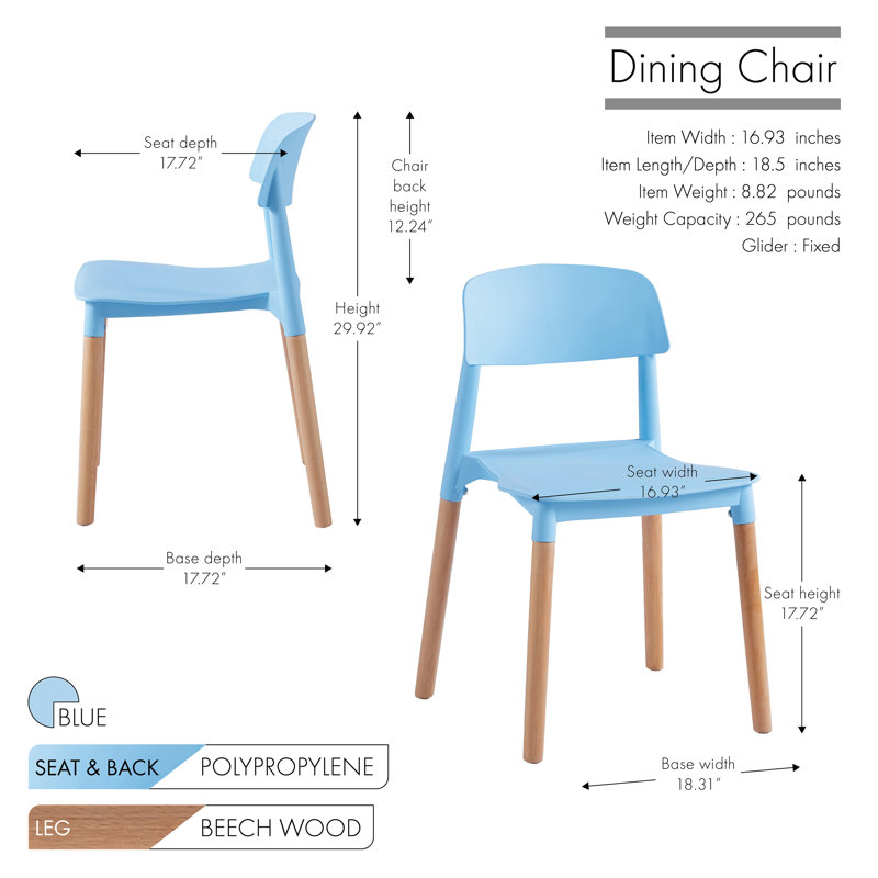 45cm H Stacking Side Chair, Blue
