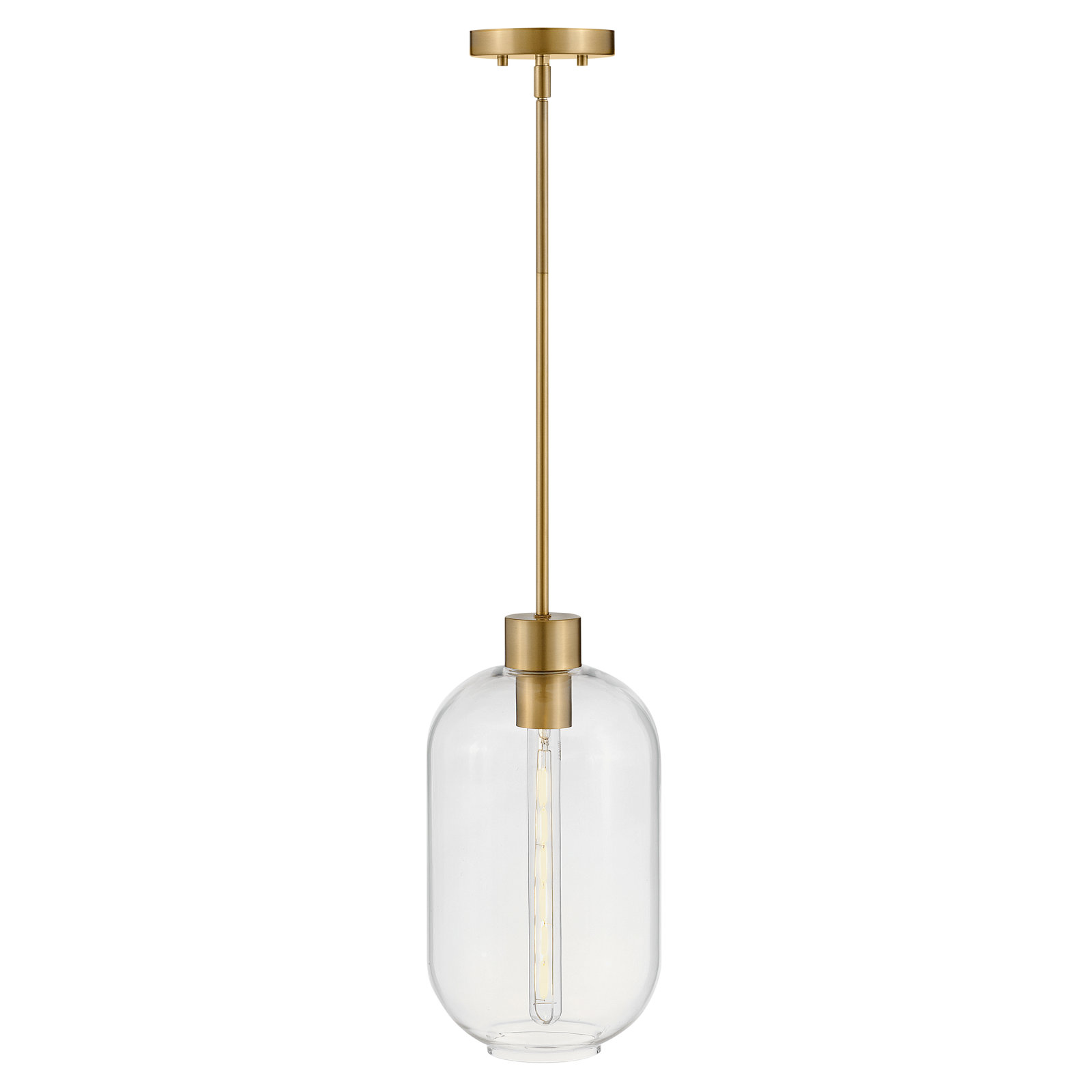 Carlene Single Light Glass Pendant, Lacquered Brass