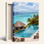 Toile tropicale tropicale surplombant des palmiers bleus-133558034
