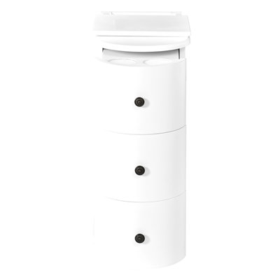 Modern End Table with Hidden Cup Holder Drawer, Charging Station & Pull-Out Side Table, Wooden Bedside Table with 2 Storage Drawers, Space Saving End Table for Bedroom & Living Room