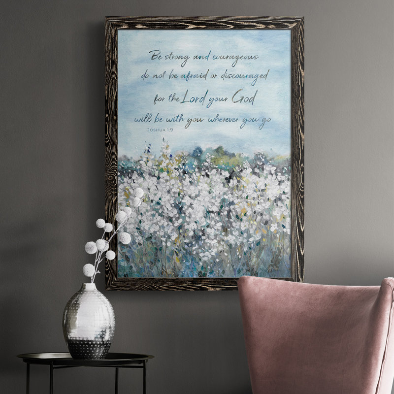 «Be Strong Flower Field», reproduction d'art sur toile, Cadre noir, H 43,5 po x l 31,5 po x P 1 po