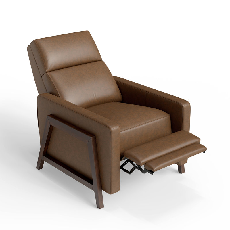 Fauteuil inclinable traditionnel en bois massif Edwin, Brun