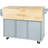 Kitchen Cart With 3 Drawers & Drop Countertop, 5 Rolling Wheels, Grey Blue Cabinet Door Storage, For Compact Space