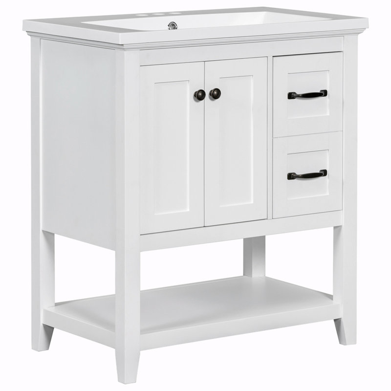 Meuble-lavabo simple 30 po avec plateau en céramique Shanann