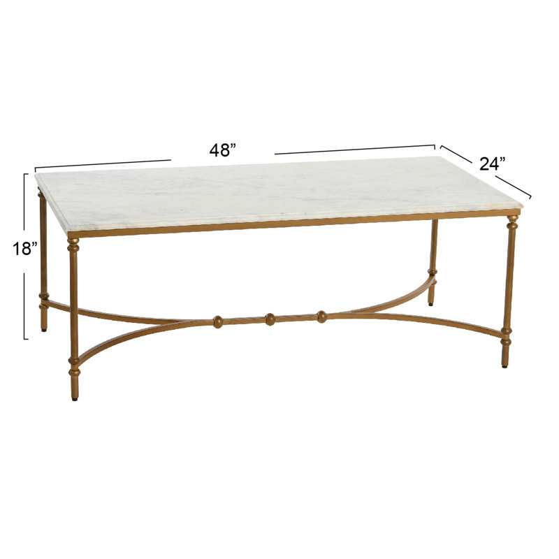 Deverell Marble Top Coffee Table, Gold 