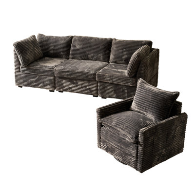 4-Piece Modular Sectional Sofa Set with Swivel Chair