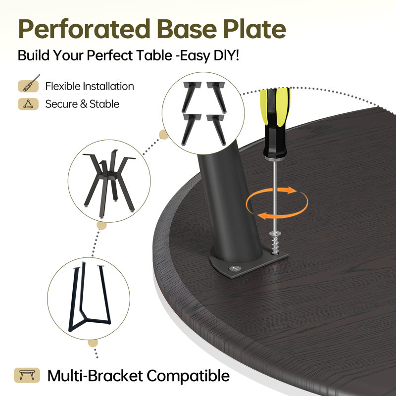 Plateau de table rond en pierre frittée, assorti à divers pieds de table, H 1,06 po x L 23,62 po x l 23,62 po