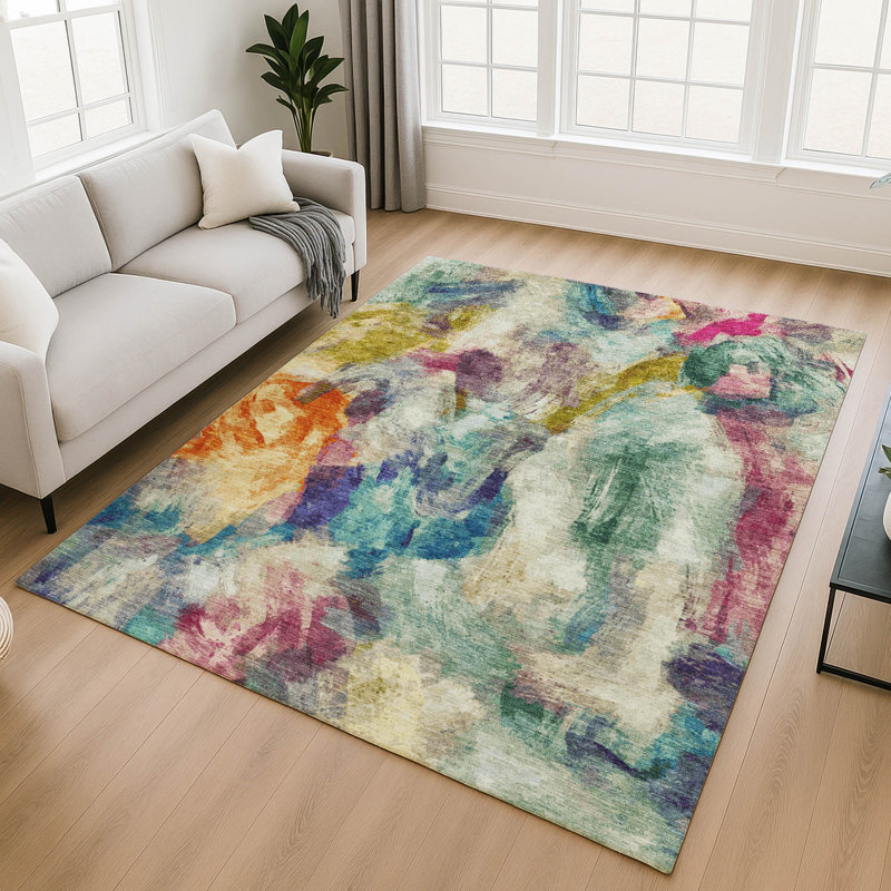Premium Machine Washable Mayfield AMF2204 abstract Rug, Sage, 8' x 10'
