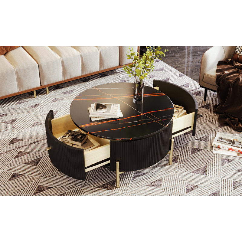 Table basse moderne avec 2 grands tiroirs de rangement Modern (31,5 po), table basse