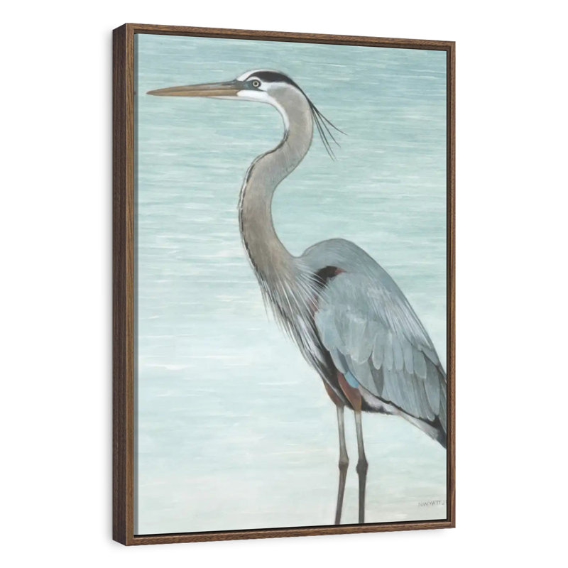 Grand héron, 25" x 37", Floating Frame Walnut
