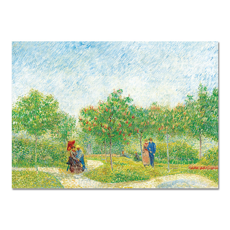 Garden with Couples in Love by Vincent Van Gogh - Unframed Painting, 65cm H x 95cm W