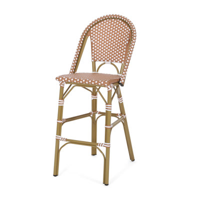 29.5" Outdoor Pe - French Style, Rust Red And White, Aluminum Frame With Finish For Garden Inspired,