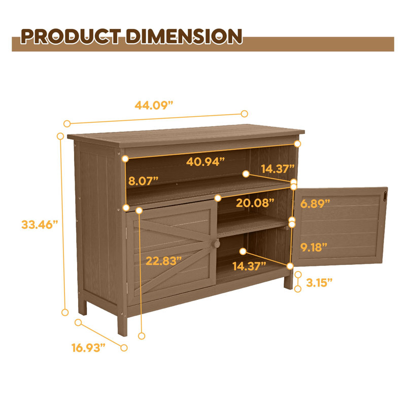 Buffet d'extérieur avec portes magnétiques HiPS, Brown