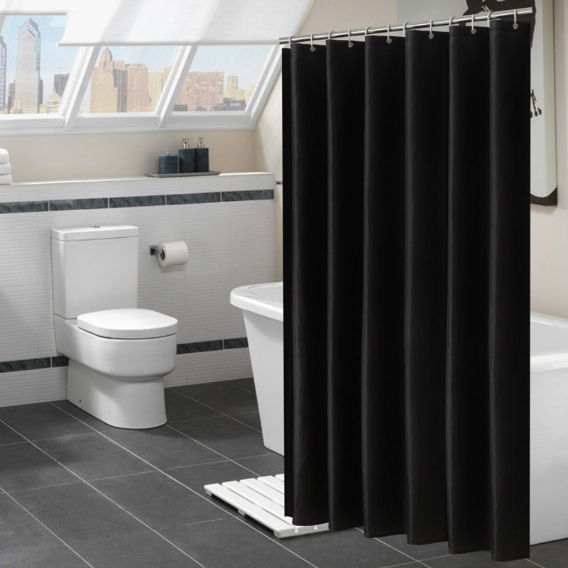 Brough Shower Curtain with Hooks Included, 70.87'' H x 70.87'' W, Black