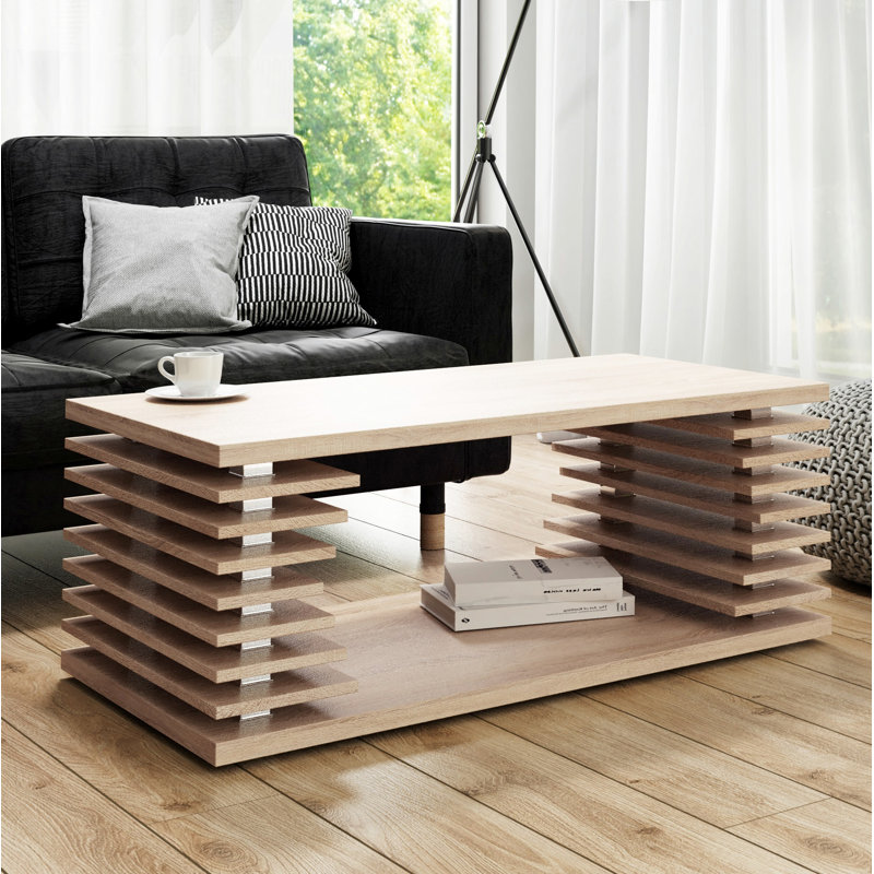 Lorenzo Floor Shelf Coffee Table with Storage, Sonoma