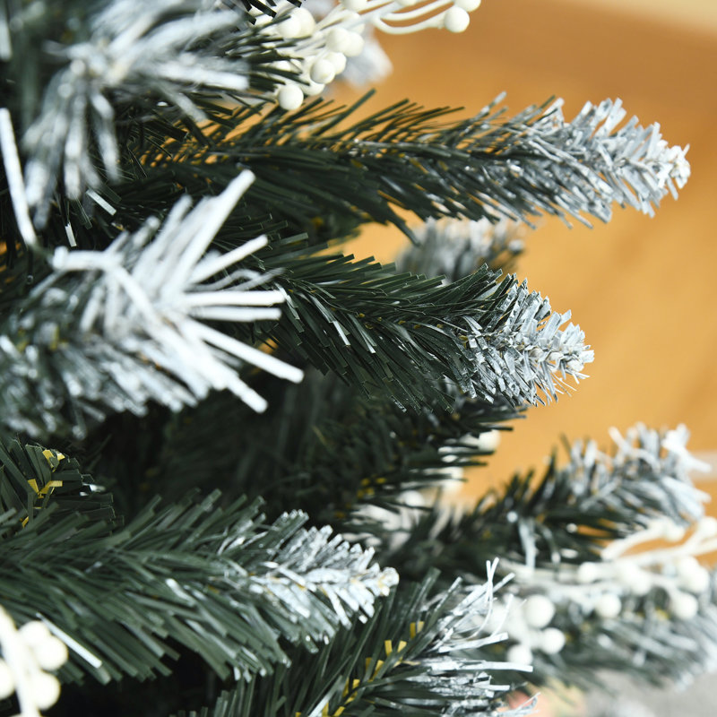 Green Realistic Artificial Pine Flocked/Frosted Christmas Tree, 5.9' H