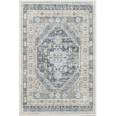 Medallion Non Slip Washable Area Rug(Blue)