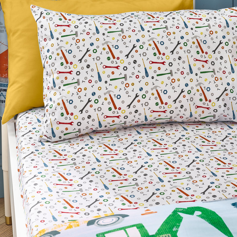Digger Dreams Fitted Sheet, Toddler (7')