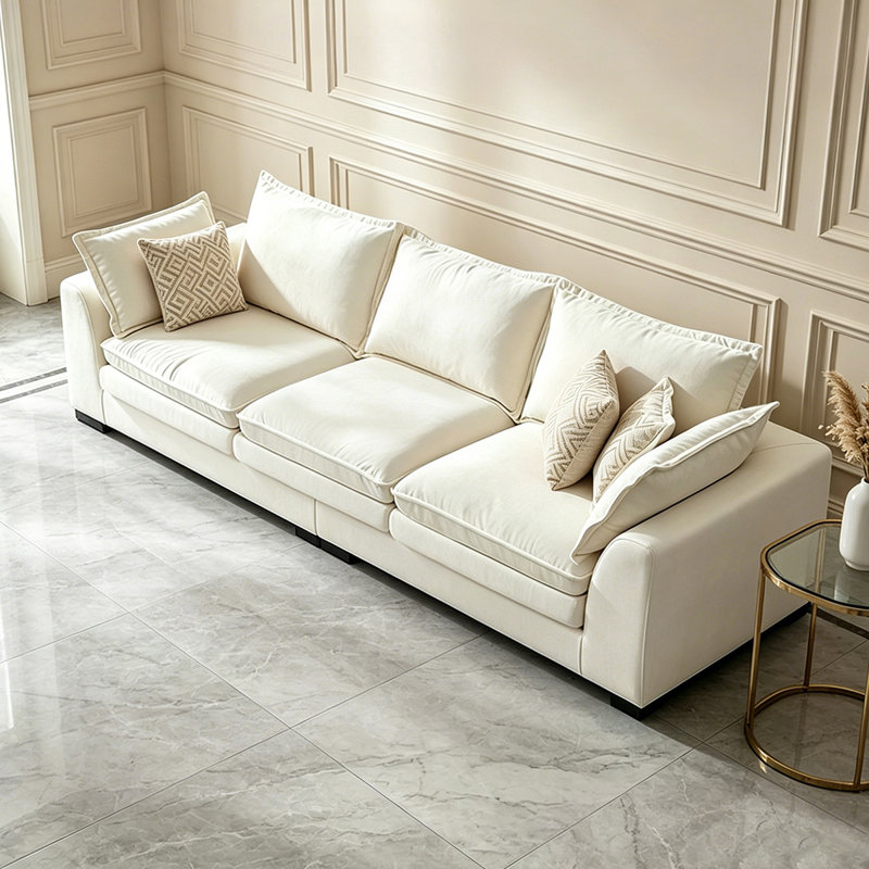 Canapé modulaire en velours blanc crème, 33.46"H*110.24"W*39.37"D