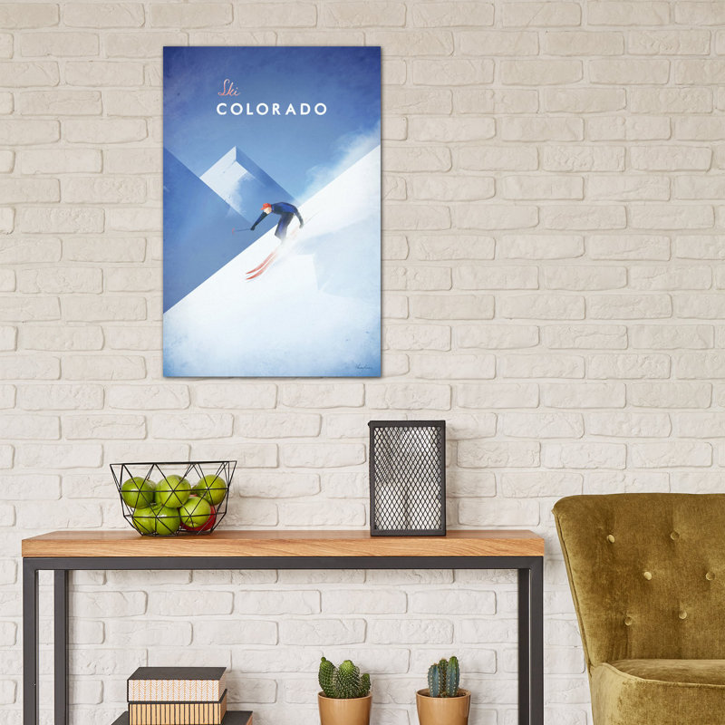 «Ski Colorado», impression sur toile tendue, H 26 po x l 18 po x P 1,5 po, Pas de tapis, Toile tendue
