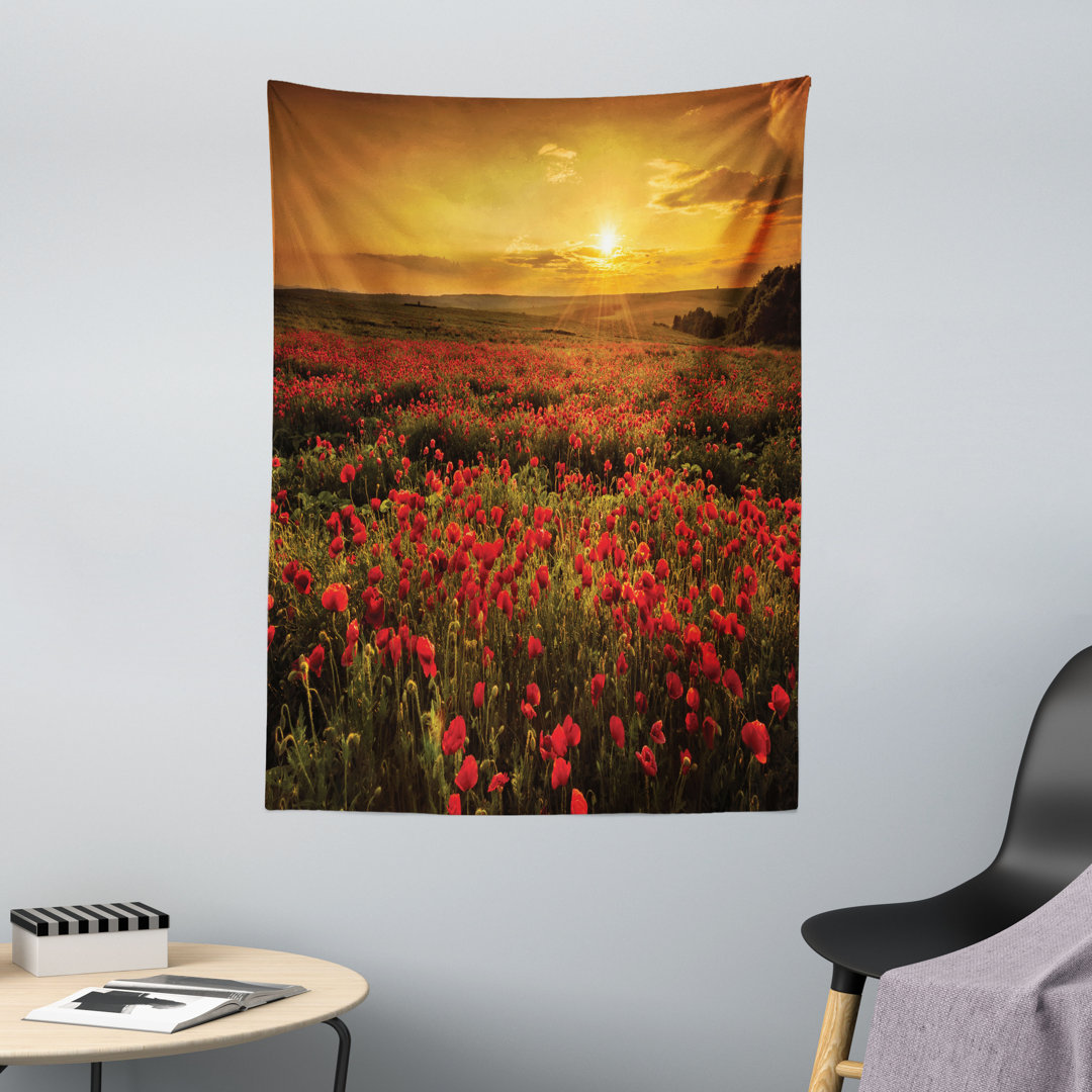 Wandteppich, Sunset Meadow Ackerland, Mohn, Ringelblume Scharlachrot