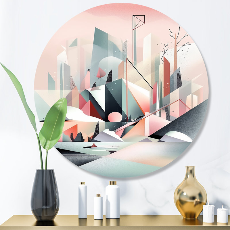 Essence of Abstract Minimalisme II - Minimalisme abstrait, art mural rond sur métal, H 23 po x l 23 po x P 1 po