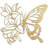 Lilies Butterfly Black Gold Minimalist Modern Abstract Wall Accent Sculpture Hanging Decoration Metal Wall Decor-94208049-94208048