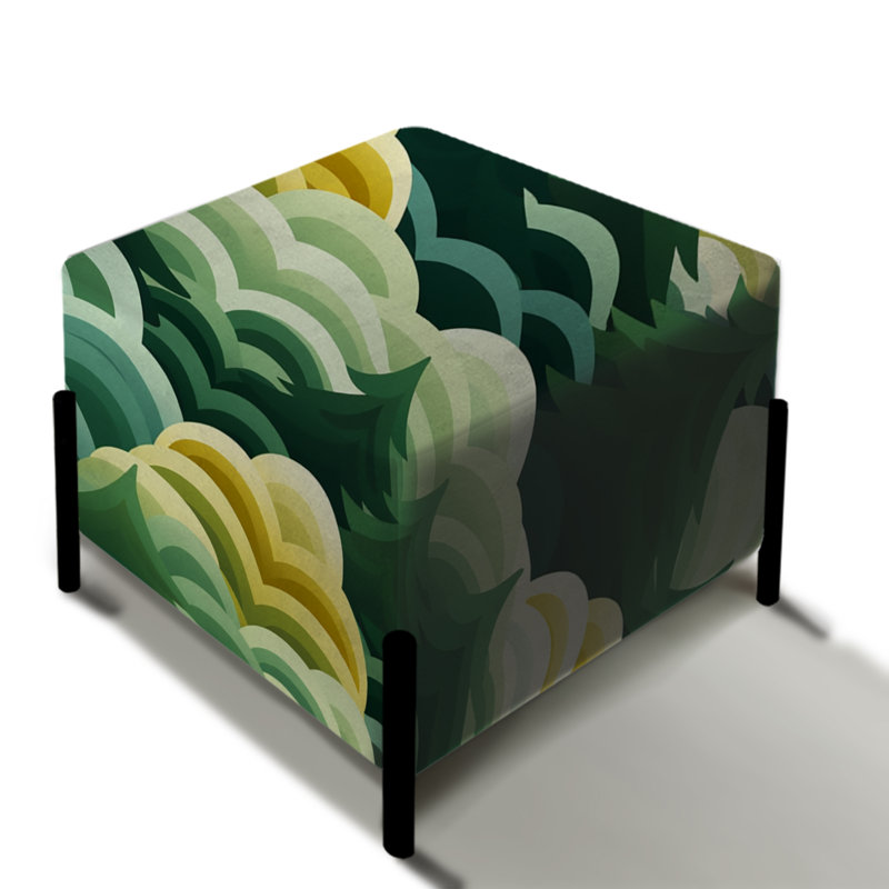 Motif de forêt vert et jaune - repose-pieds carré botanique