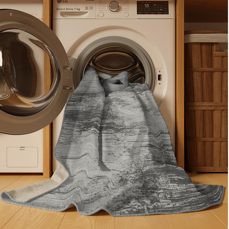 Tapis gris lavable à la machine, Square 5'