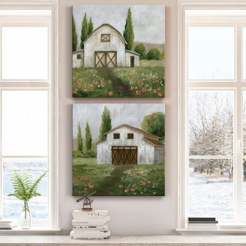 Country Barn I - ensemble de 2 reproductions sur toiles tendues, H 40 po x l 80 po x P 1 po
