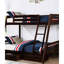 Lit superposé transitionnel simple au-dessus d'un lit double en teinte, structure en bois massif, angle réversible, tiroirs sous le lit, conception à lattes, rails, joint, style d'opération facile à assembler, double, insert supérieur et verrou-803125292-803125293