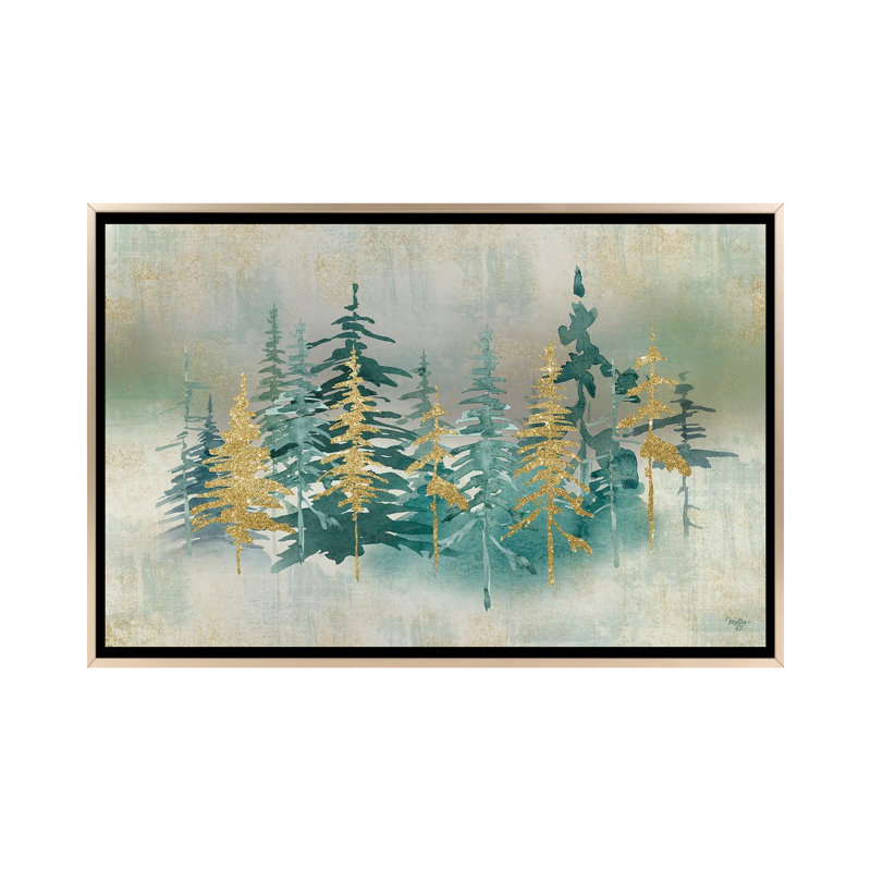 «Shimmering Forest», reproduction d'art sur toile encadrée, Impression dans un cadre flottant sans passe-parto, Champagne