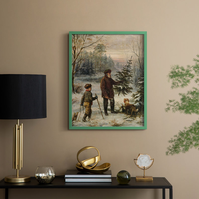 Vintage Landscape CCLIV Framed Print - Solid Wood, 15" H x 12" W, Green