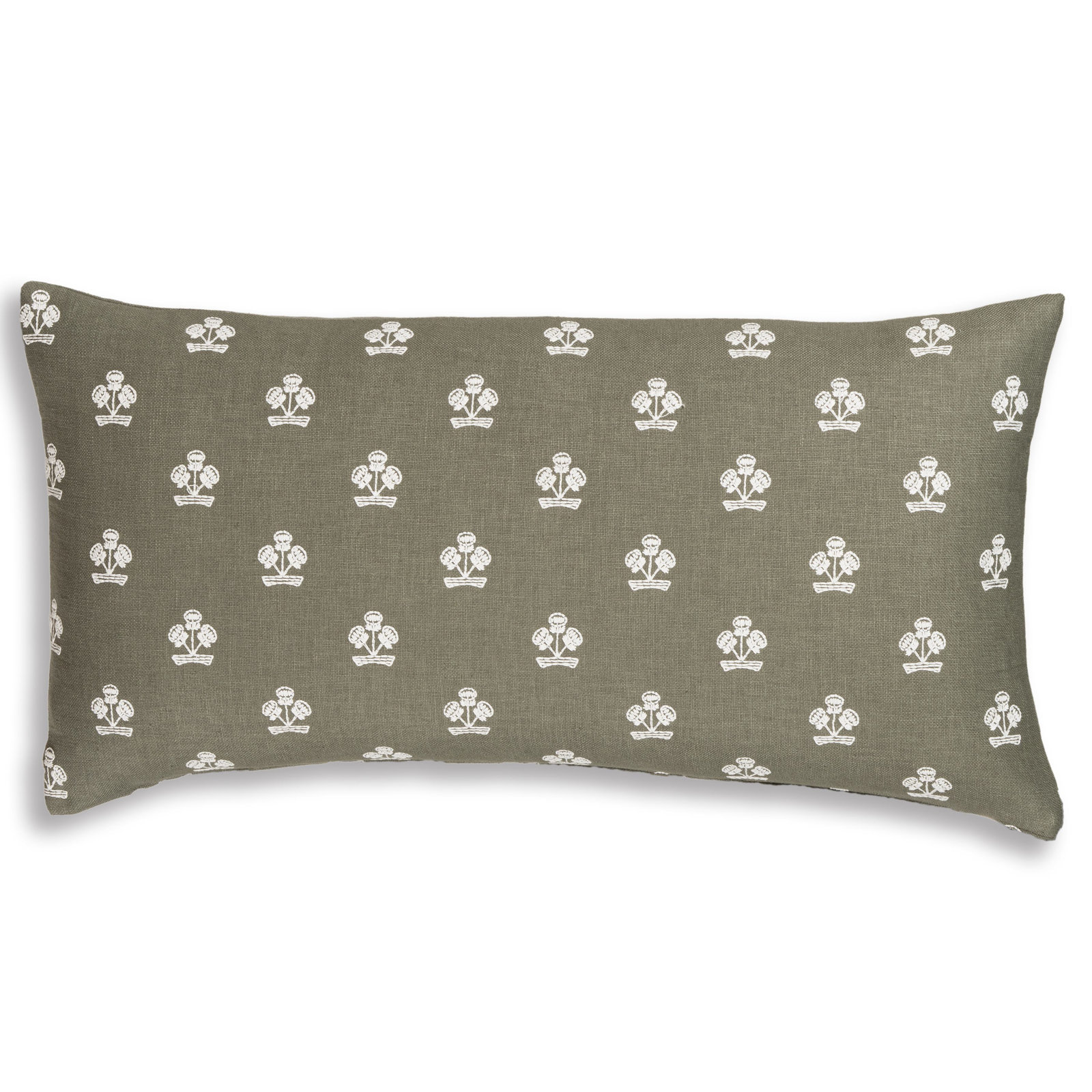 Hamachi Polyester Throw Square Pillow Cover & Insert, Sage Floral 1, Feather, Rectangle 14"H x 26"W
