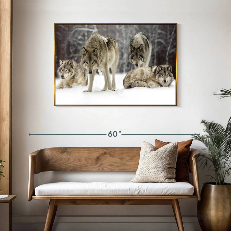 Loup, Cadre flottant doré, 43 po x 29 po