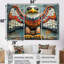 «Orange Eagles Nest Totem - Native American Art Totem», ensemble de décorations murales-107201239-107201244