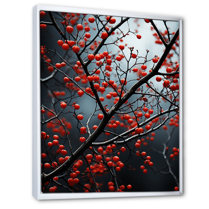 «Red Forest Natures Monicol I», impression d'art mural forêt, H 32 po x l 16 po x P 1 po, Cadre flottant blanc
