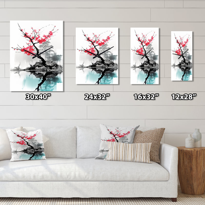 Art asiatique, lac Sumi I - horloge murale asiatique, H 32 po x l 16 po x P 1 po