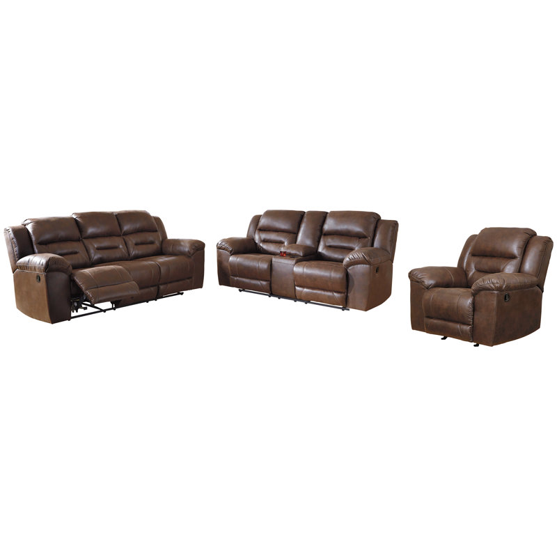 Canapé, causeuse et fauteuil inclinable Stoneland, Brun