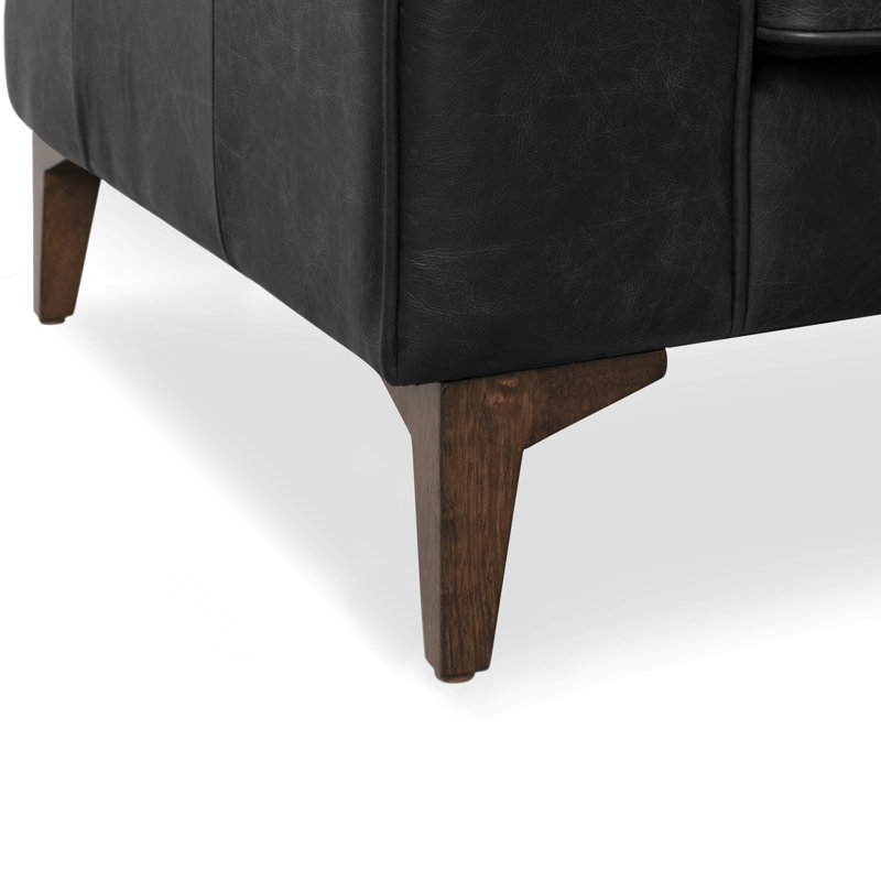 Essex Full Grain Genuine Leather Lounge Chair, Onyx Black Genuine Leather