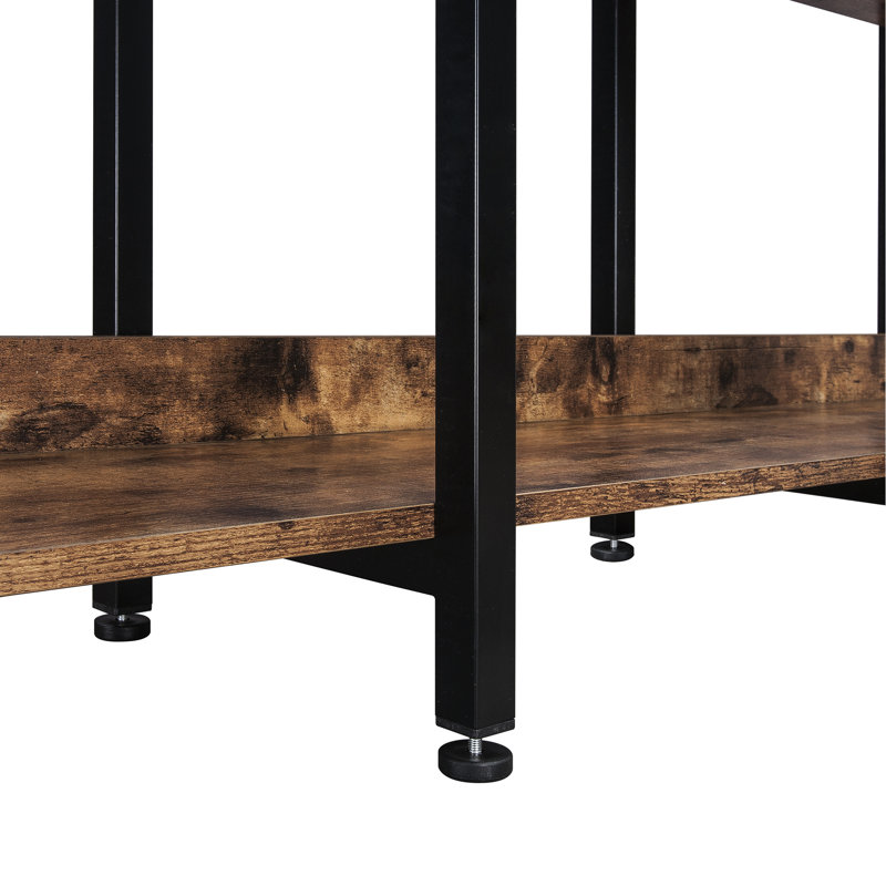Bibliothèque à 5 niveaux de style industriel avec panneau et acier, pour le salon, capacité de 80 lb par tablette, coussinets réglables en métal, décoration de bureau, chaque tablette peut supporter 80 lb, facile à assembler