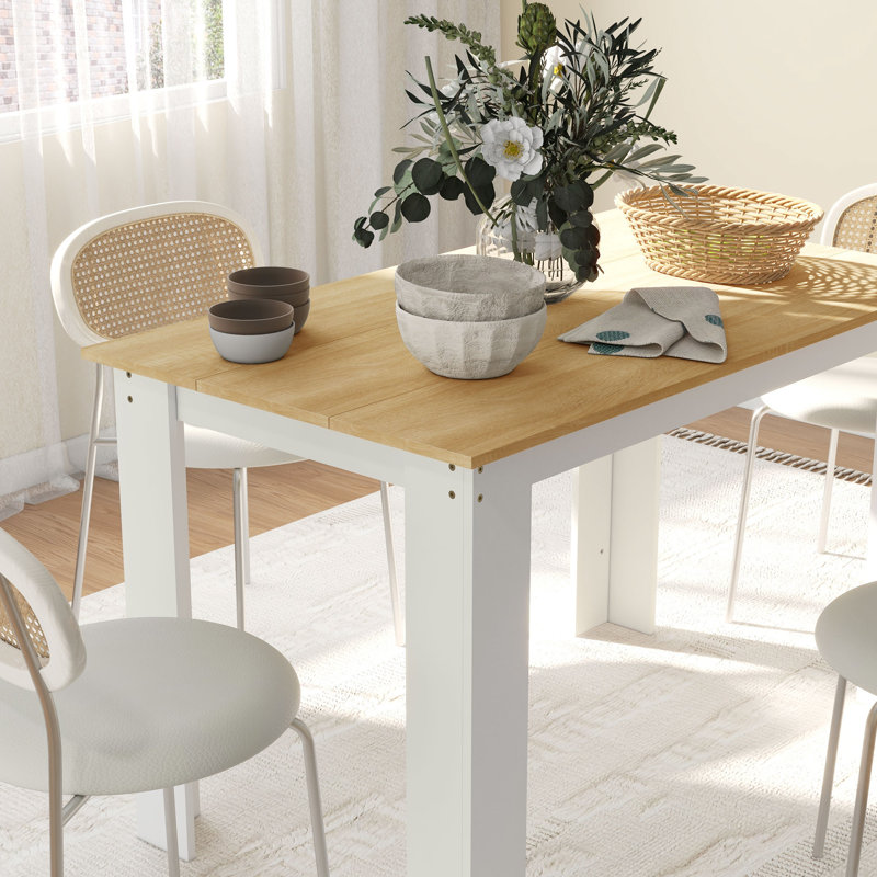 Dining Table, Oak Wood, White