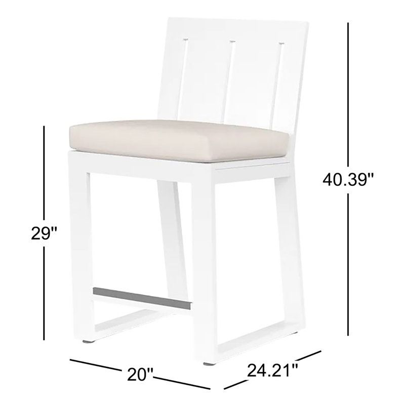 Tabouret de bar avec coussin Camela, Toile Sunbrella® naturel, Tabouret de bar (siège d'une hauteur de 26 po)