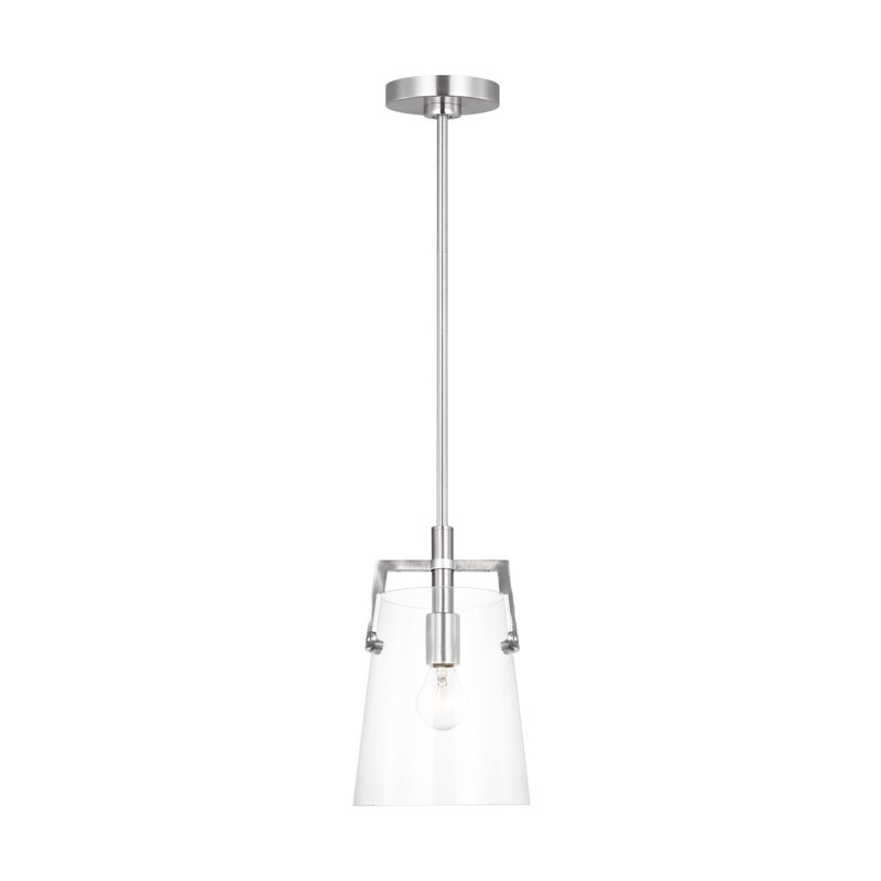 Crofton 1 Light Kitchen Pendant With Clear Shade, Brushed Nickel, 55.75" H x 7.75" W x 7.75" D