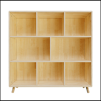 Armoire de rangement en bois de pin à 8 compartiments, organisateur à tablettes fixes pour livres, jouets et décoration intérieure, bibliothèque moderne en bois, armoire à compartiments multiples pour la maison et le bureau