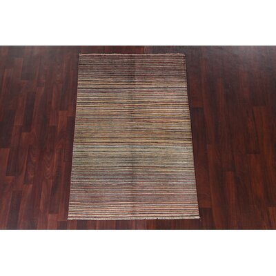 Dawne Striped Gabbeh Kashkoli Wool Area Rug Hand-Knotted 4X6 -  East Urban Home, C28A1CD0863643CD9B88B9DB7FEADD43