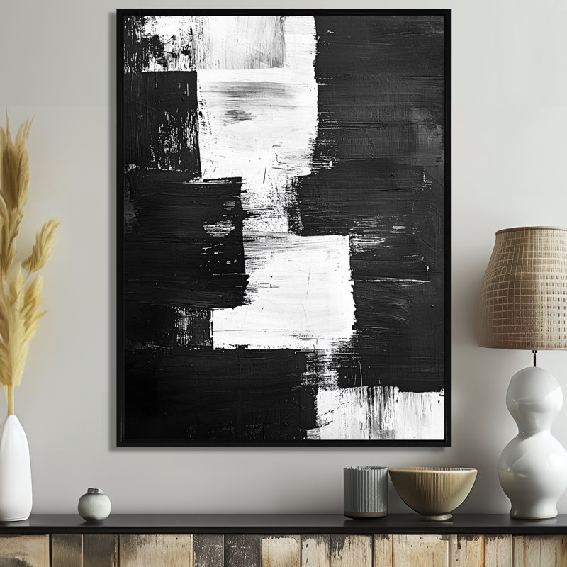 Onder monochromatique dérive des ombres dans le noir I - art mural transitionnel, H 20 po x l 12 po, Noir